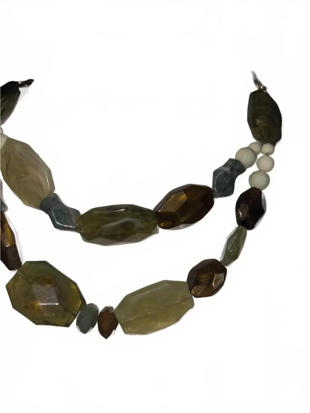 Vintage Multi-Stone Beaded Necklace with Earth Tone Gemstones